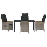 Garden Dining Set with Cushion 5 pcs Grey Poly Rattan - Close-Up Angle