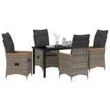 Garden Dining Set with Cushion 5 pcs Grey Poly Rattan