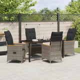 Garden Dining Set with Cushion 5 pcs Grey Poly Rattan