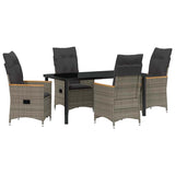 Garden Dining Set with Cushion 5 pcs Grey Poly Rattan