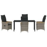 Garden Dining Set with Cushion 5 pcs Grey Poly Rattan - Close-Up Angle