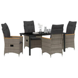 Garden Dining Set with Cushion 5 pcs Grey Poly Rattan
