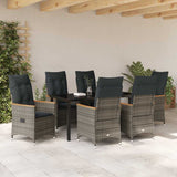 Garden Dining Set with Cushion 7 pcs Grey Poly Rattan - Top-Down View