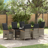 Garden Dining Set with Cushion 7 pcs Grey Poly Rattan