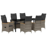 Garden Dining Set with Cushion 7 pcs Grey Poly Rattan