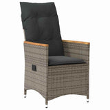 Garden Dining Set with Cushion 7 pcs Grey Poly Rattan - Rear View