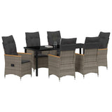 Garden Dining Set with Cushion 7 pcs Grey Poly Rattan