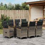 Garden Dining Set 9 pcs Grey Poly Rattan