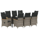 Garden Dining Set with Cushion 9 pcs Grey Poly Rattan