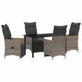 Garden Dining Set with Cushion 5 pcs Grey Poly Rattan