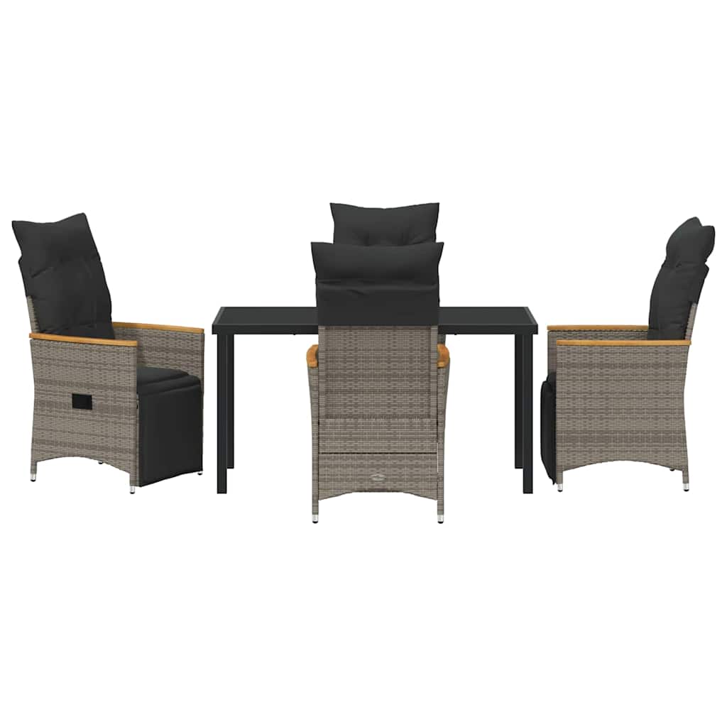 Garden Dining Set with Cushion 5 pcs Grey Poly Rattan