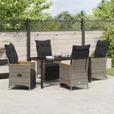 Garden Dining Set with Cushion 5 pcs Grey Poly Rattan - Top-Down View
