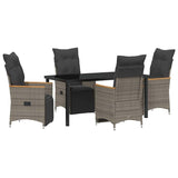 Garden Dining Set with Cushion 5 pcs Grey Poly Rattan