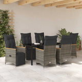 Garden Dining Set with Cushion 7 pcs Grey Poly Rattan - Top-Down View