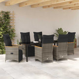 Garden Dining Set with Cushion 7 pcs Grey Poly Rattan - Top-Down View