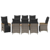 Garden Dining Set with Cushion 9 pcs Grey Poly Rattan - Close-Up Angle