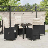 Garden Dining Set with Cushion 5 pcs Black Poly Rattan