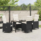 Garden Dining Set with Cushion 5 pcs Black Poly Rattan - Top-Down View