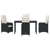 Garden Dining Set with Cushion 5 pcs Black Poly Rattan