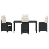 Garden Dining Set with Cushion 5 pcs Black Poly Rattan - Close-Up Angle