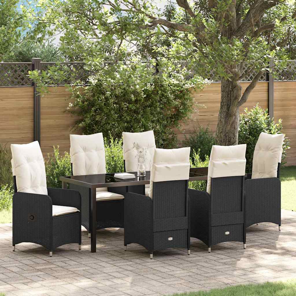 Garden Dining Set 7 pcs Black Poly Rattan