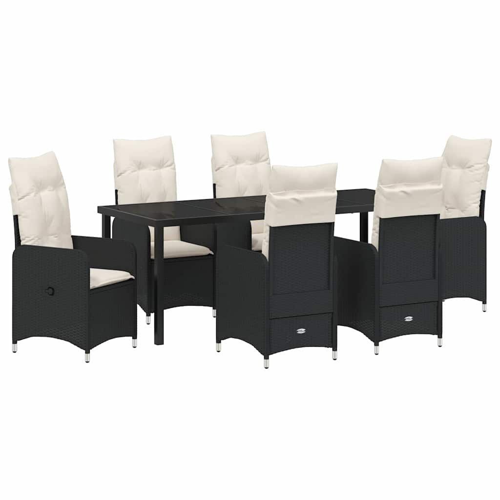 Garden Dining Set 7 pcs Black Poly Rattan