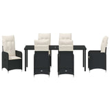Garden Dining Set 7 pcs Black Poly Rattan - Close-Up Angle