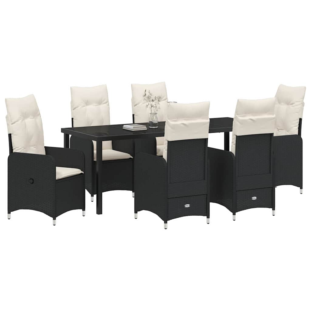 Garden Dining Set 7 pcs Black Poly Rattan