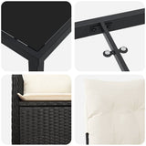 Garden Dining Set with Cushion 9 pcs Black Poly Rattan