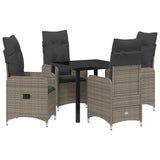 Garden Dining Set with Cushion 5 pcs Grey Poly Rattan