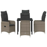 Garden Dining Set with Cushion 5 pcs Grey Poly Rattan - Close-Up Angle