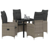 Garden Dining Set with Cushion 5 pcs Grey Poly Rattan