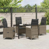 Garden Dining Set with Cushion 5 pcs Grey Poly Rattan