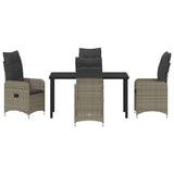 Garden Dining Set with Cushion 5 pcs Grey Poly Rattan - Close-Up Angle