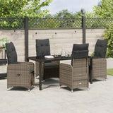 Garden Dining Set with Cushion 5 pcs Grey Poly Rattan - Top-Down View
