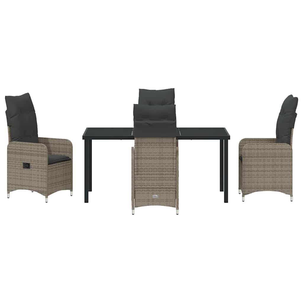 Garden Dining Set with Cushion 5 pcs Grey Poly Rattan