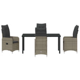 Garden Dining Set with Cushion 5 pcs Grey Poly Rattan