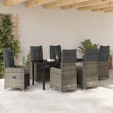 Garden Dining Set with Cushion 7 pcs Grey Poly Rattan - Top-Down View