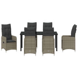Garden Dining Set with Cushion 7 pcs Grey Poly Rattan - Close-Up Angle