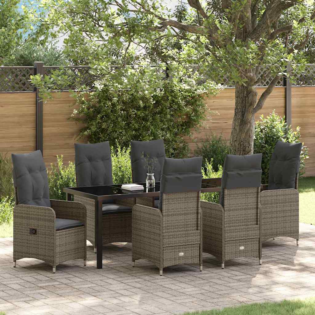Garden Dining Set 7 pcs Grey Poly Rattan