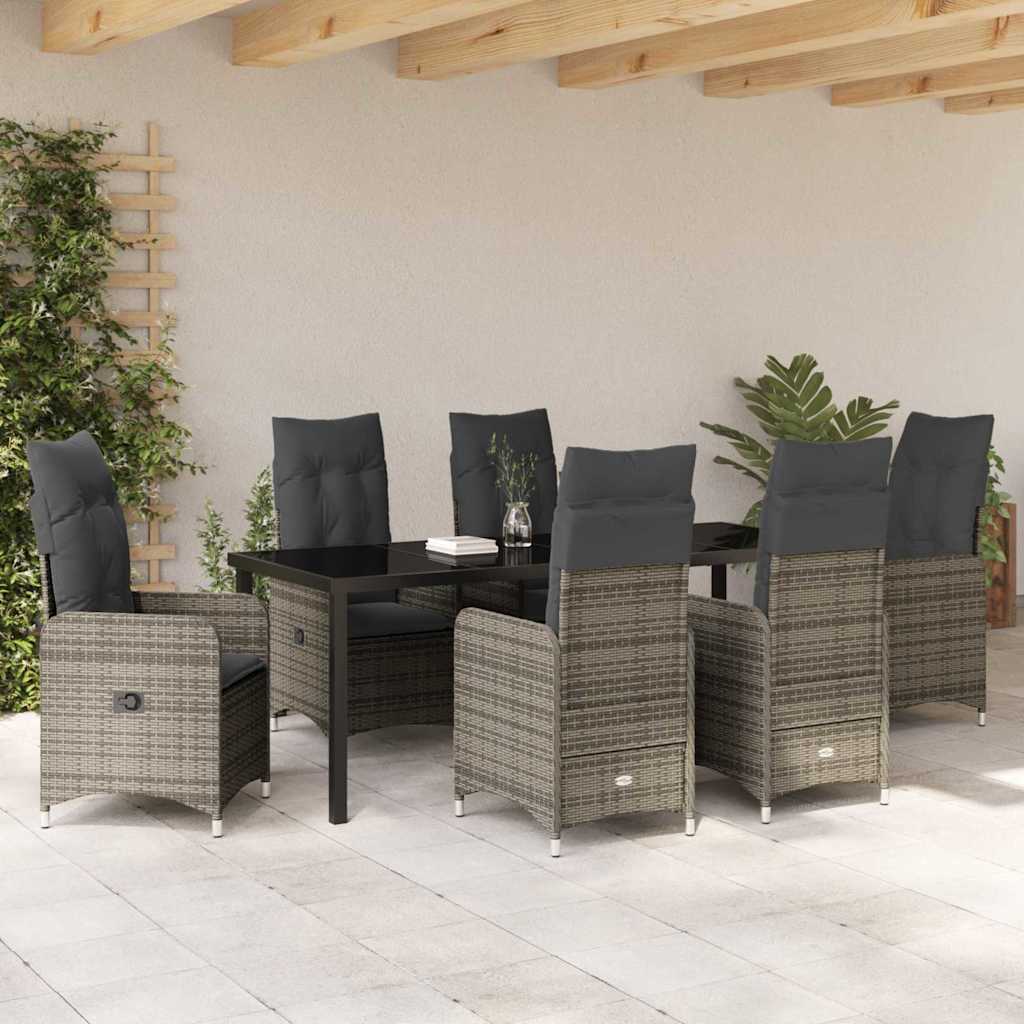 Garden Dining Set 7 pcs Grey Poly Rattan