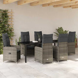 Garden Dining Set 7 pcs Grey Poly Rattan - Top-Down View
