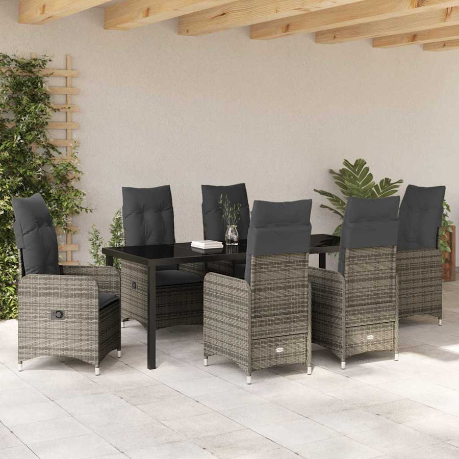 Garden Dining Set 7 pcs Grey Poly Rattan