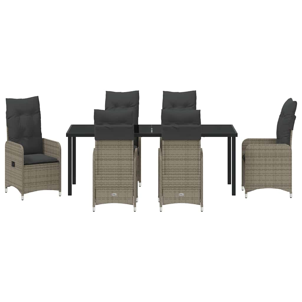 Garden Dining Set 7 pcs Grey Poly Rattan