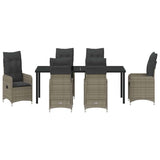 Garden Dining Set 7 pcs Grey Poly Rattan - Close-Up Angle