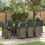 Garden Dining Set 9 pcs Grey Poly Rattan