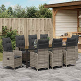 Garden Dining Set 9 pcs Grey Poly Rattan