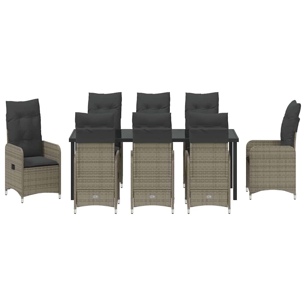 Garden Dining Set 9 pcs Grey Poly Rattan