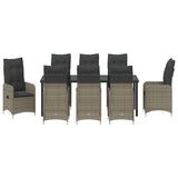 Garden Dining Set 9 pcs Grey Poly Rattan - Close-Up Angle