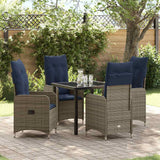 Garden Dining Set with Cushion 5 pcs Black Poly Rattan